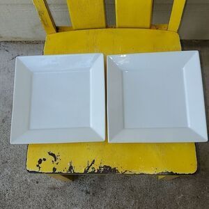 Palm Restaurant White Square Dinner Plate set of 2 9.75"